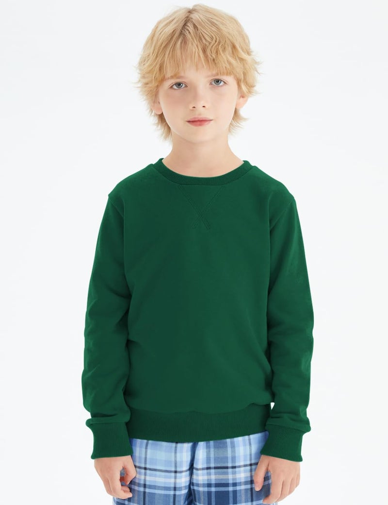 Spring&Gege Youth Basic Sport Crewneck Pullover Sweatshirts for Boys and Girls Size 9-10 Years Dark Green - Image 2